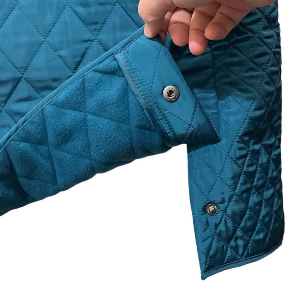 Talbots Women's Teal Quilted Full Zip Collared Sleeveless Vest Lined Pocket SZ L - Picture 6 of 9